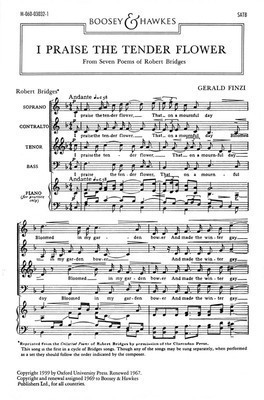 I Praise the Tender Flower - No. 1 from Seven Poems of Robert Bridges - Gerald Finzi - SATB Boosey & Hawkes Octavo