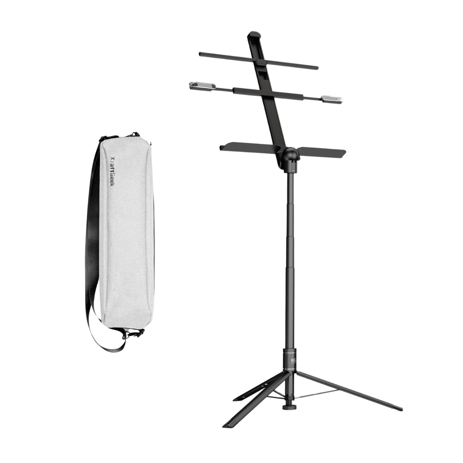 KraftGeek Bravo Collapsible Music Stand Solo Gig Kit Black with Bag