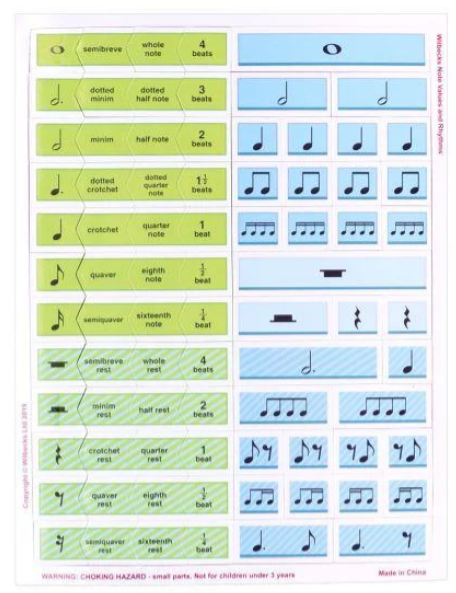 Wilbecks Match-Up Magnets - Note Values & Rhythms