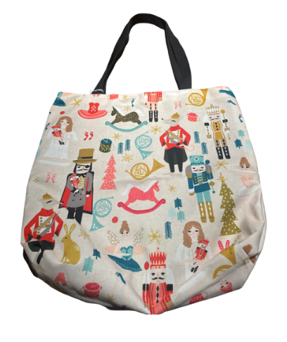 The Nutcracker Tote Beige Blue with Image of Characters from The Nutcracker Suite