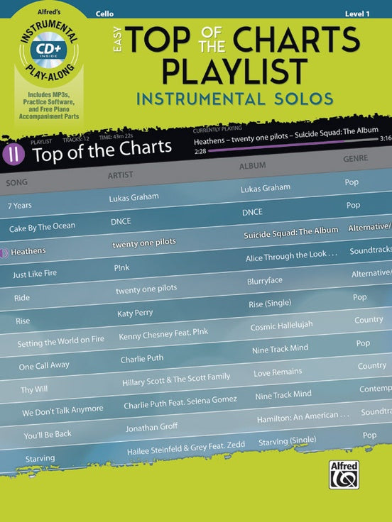 Easy Top of the Charts Playlist Cello Bk/CD