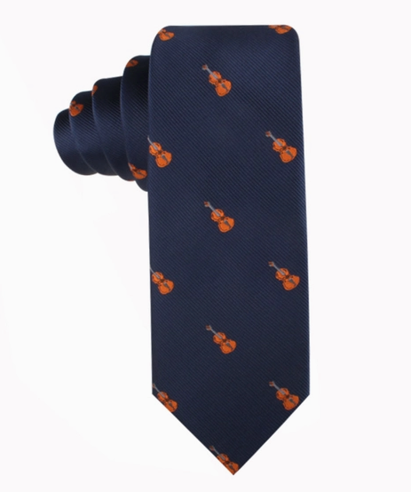 Tie Violin Navy Blue with Orange Violin