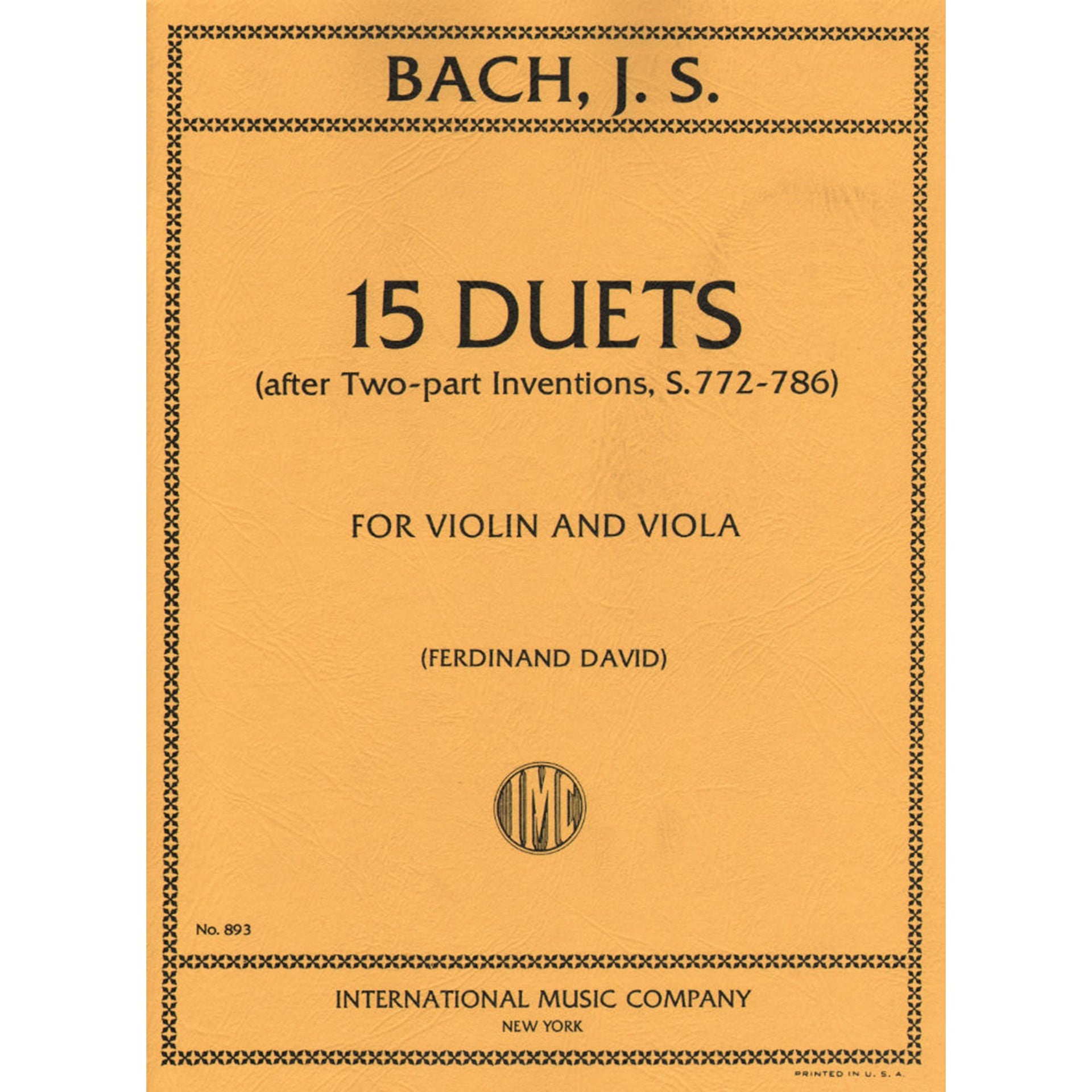 Bach - 15 Duets after 2-Part Inventions S772-786 - Violin/Viola Duet arranged by Iwata/David IMC IMC3727