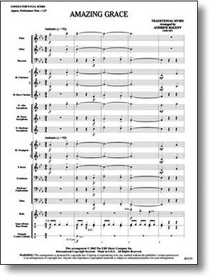 Amazing Grace - Traditional Hymn - Andrew Balent FJH Music Company Score/Parts