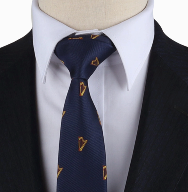 Tie Harp Navy Blue with Red and Gold Harps