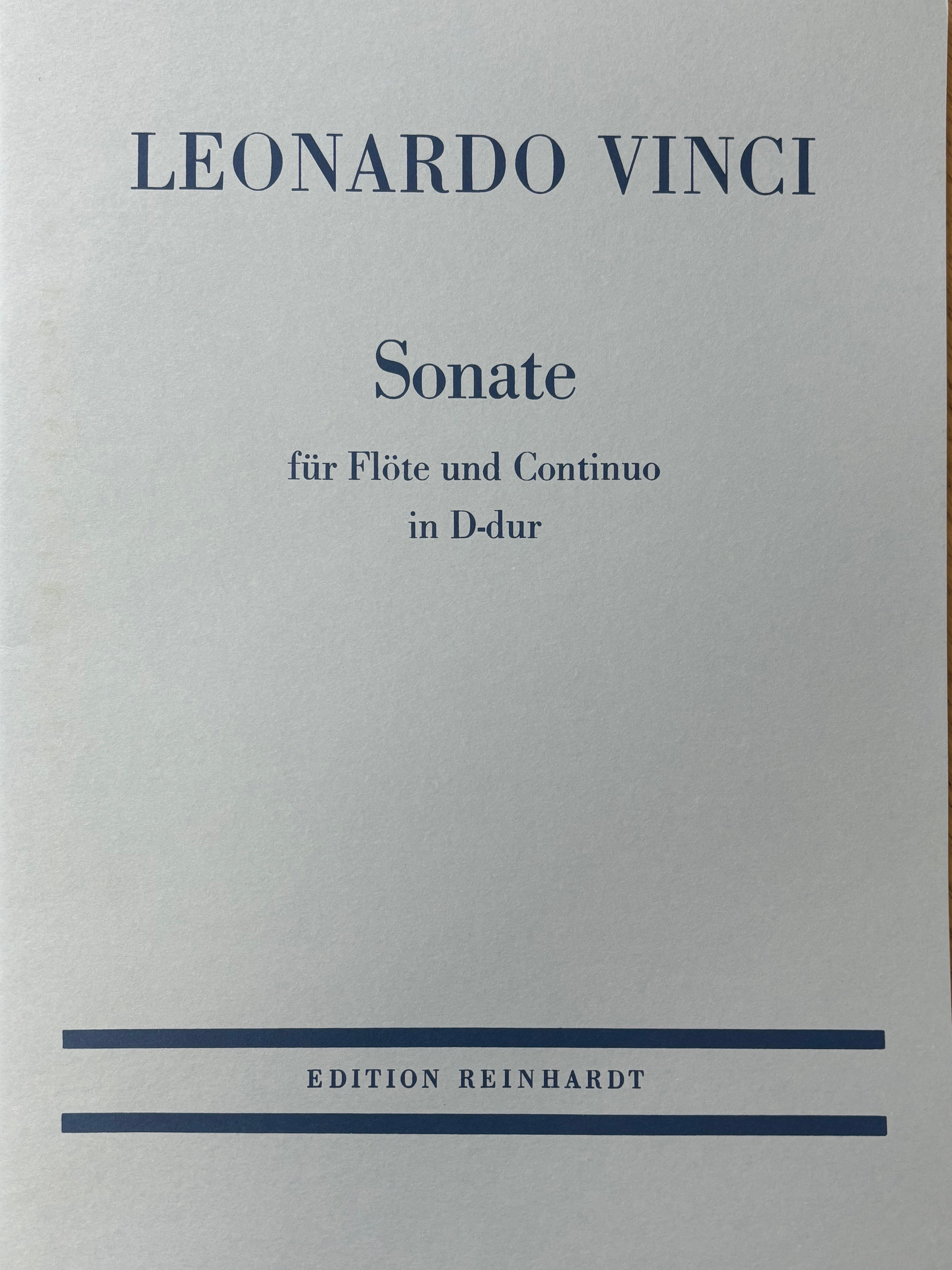 Vinci - Sonata #1 in Dmaj - Flute/Continuo Reinhardt RHMK022