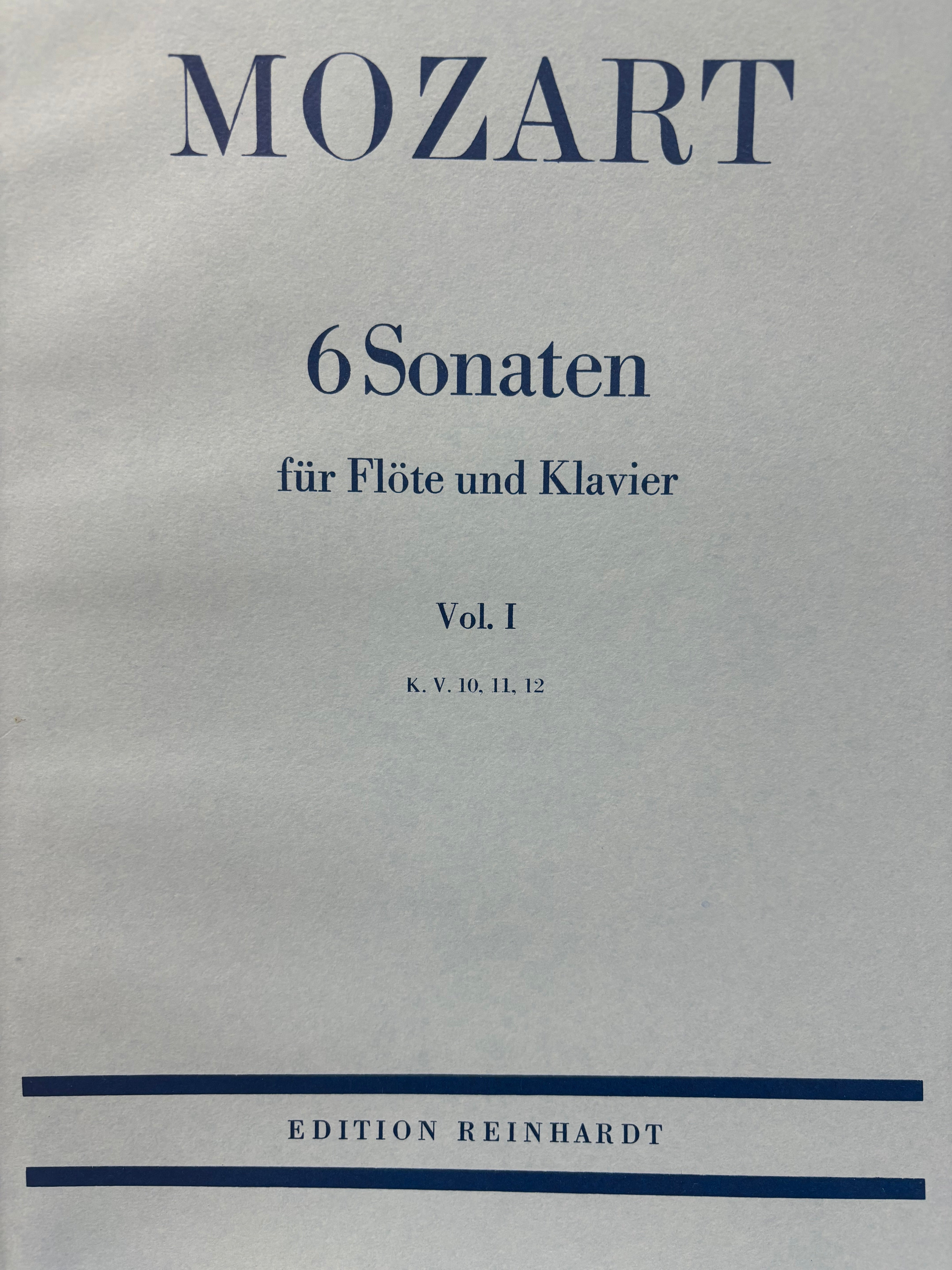 Mozart - 6 Sonatas Volume 1 - Flute/Piano Accompaniment Reinhardt RHMK017