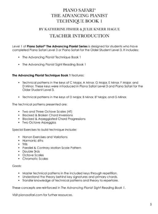 Piano Safari Advancing Pianist Technique 1 - Fisher Katherine; Hague Julie Knerr Piano Safari PNSF1040