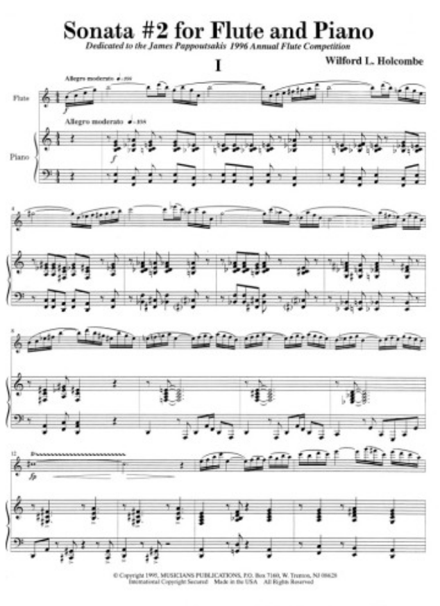 Holocombe - Sonata #2 - Flute/Piano Accompaniment Musicians FB105