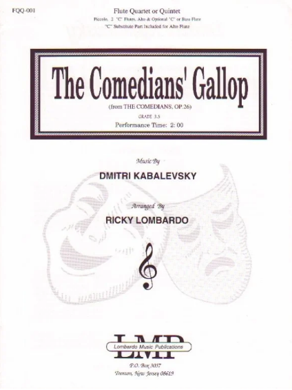 COMEDIANS GALLOP ARR LOMBARDO FOR 4 FLUTES - KABALEVSKY - FLUTE - LOMBARDO MUSIC PUBLICATIONS FQQ-001