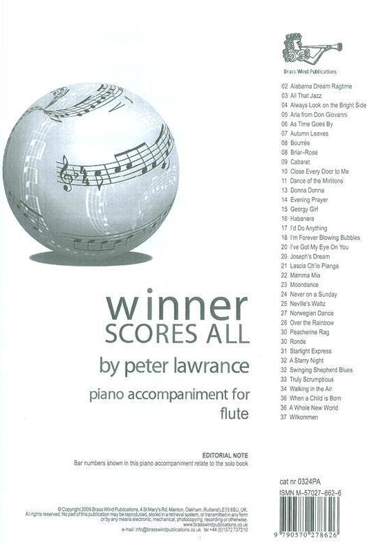 WINNER SCORES ALL FOR FLUTE SOLO PNO ACCOMP BOOK - FLUTE - BRASSWIND