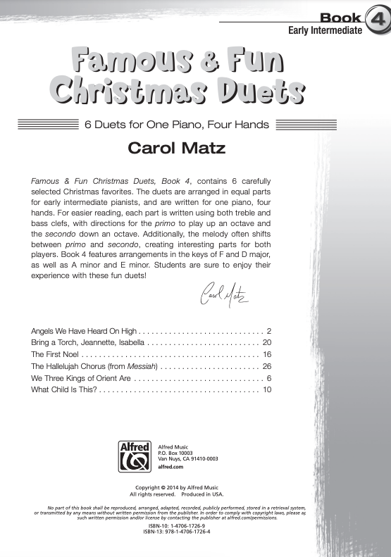 Famous & Fun Christmas Duets Book 4 - Various - Alfred Music