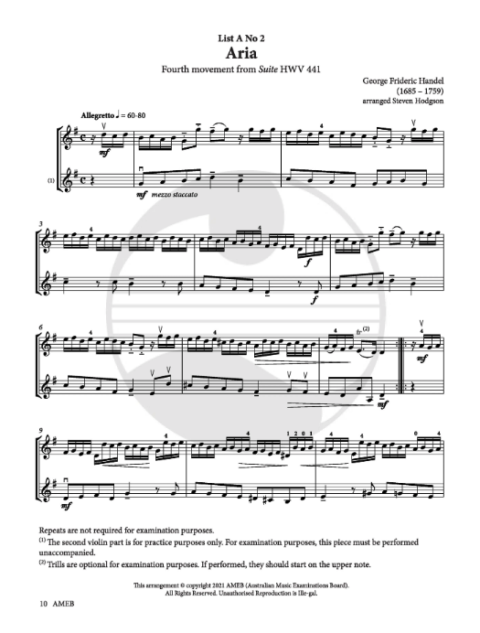 AMEB Violin Series 10 Grade 2 - Violin/Piano Accompaniment AMEB 1202729039