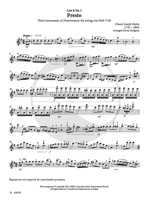 AMEB Violin Series 10 Sixth Grade - Violin/Piano Accompaniment AMEB 1202729439