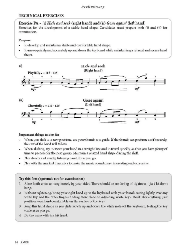 AMEB Piano Technical Work (Scale Book) 2018  Level 1 (Preliminary to Grade 4) - Piano AMEB 1201105739