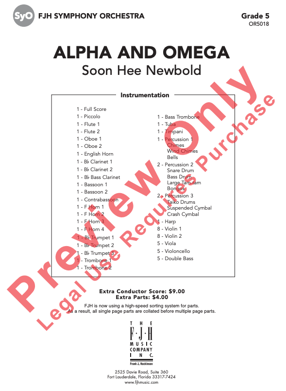 Alpha and Omega Full Orchestra Gr 5 Soon Hee Newbold FJH Music OR5018