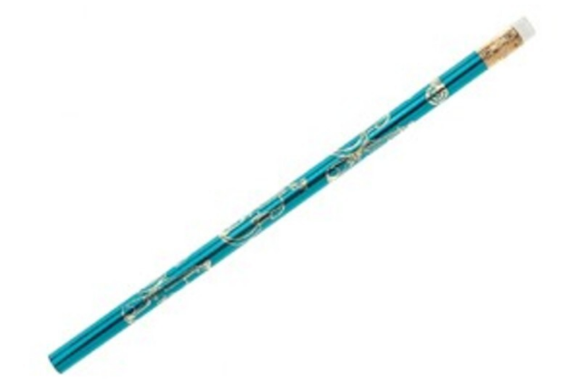 Aim Violin Pencil Luster Aqua Teal with Gold Violins and Eraser