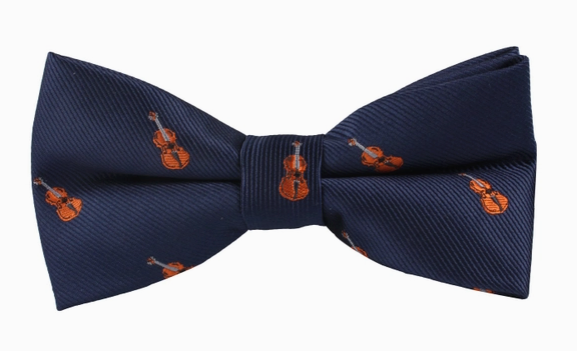 Bow Tie Violin Navy Blue with Orange Violins