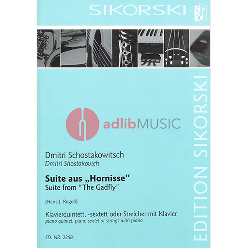 GADFLY SUITE ARR FOR STRINGS/PIANO [SCORE & PTS - SHOSTAKOVICH - QUINTETS MIXED - SIKORSKI