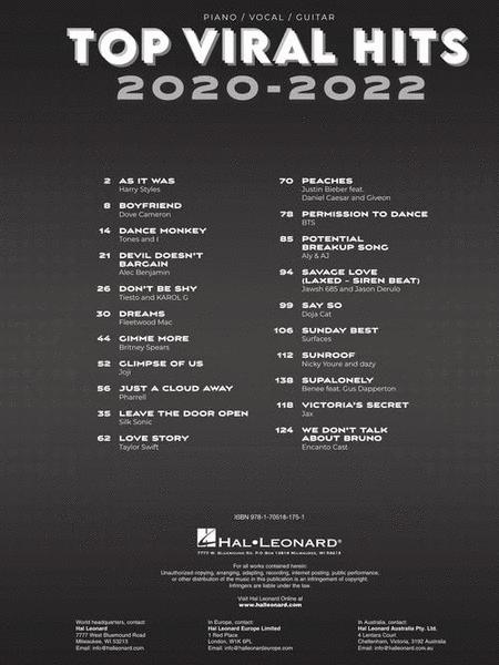 Top Viral Hits 2020-2022 - Piano/Vocal/Guitar PVG arranged by  Hal Leonard 1122705