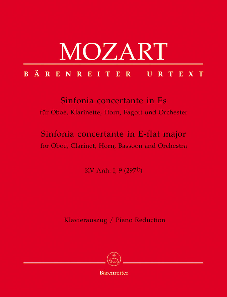 Mozart - Sinfonia Concertante in EbMaj - Oboe/Clarinet/Horn/Bassoon/Piano Accompaniment Barenreiter BA5770-90