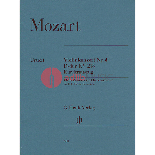 Mozart - Violin Concerto #4 Dmaj K418 - Violin/Piano Accompaniment Henle HN680