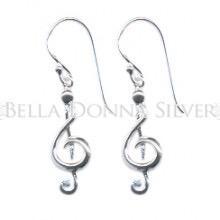 Sterling silver drop earings. Treble clef with a very curved tail