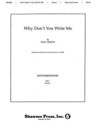 Why Don't You Write Me? - New York Voices Series - Paul Simon - Darmon Meader Shawnee Press Instrumental Parts