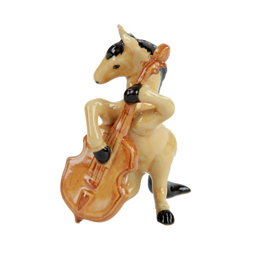 Horse Playing Double Bass Porcelin Figurine