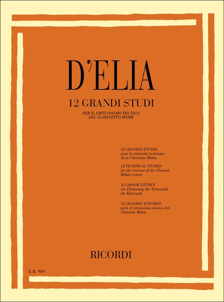 D'Elia - 12 Grandi Studi - Clarinet Solo Ricordi ER00090900