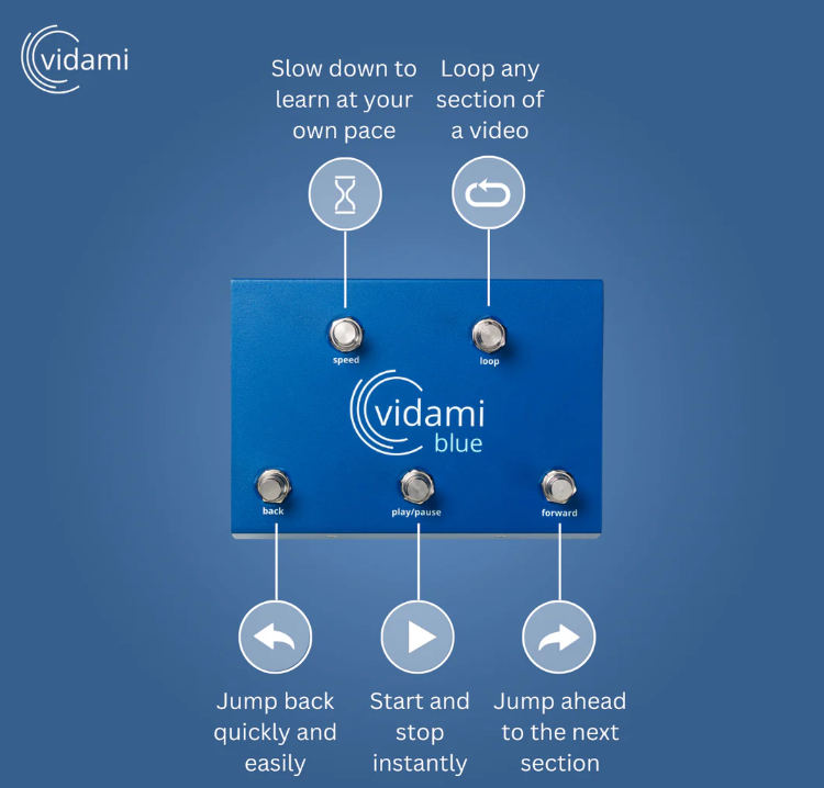 Vidami Blue 3 in 1 Wireless Controller Pedal