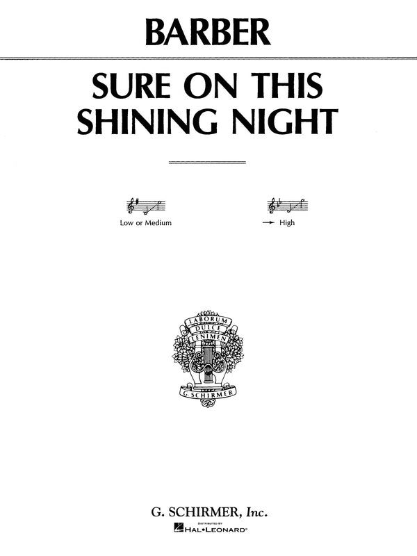 SURE ON THIS SHINING NIGHT S/S HIGH VCE - BARBER - G Schirmer 50282150