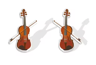 Violin and Bow Acrylic Stud Earrings with Light Fingerboard