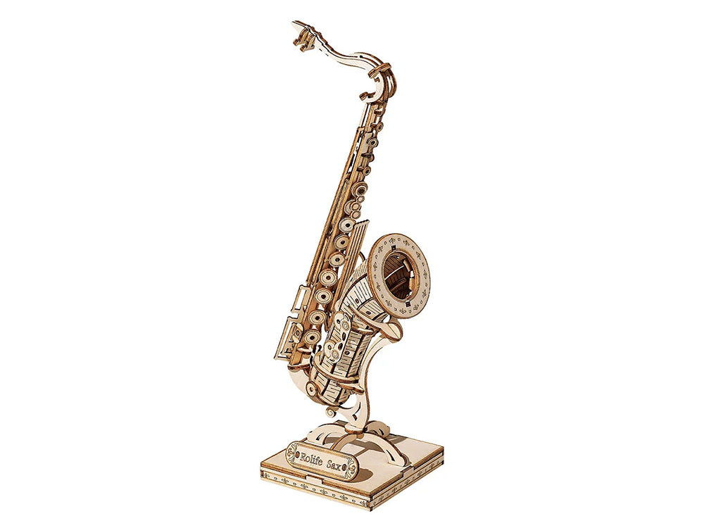 DIY Wooden Saxophone Model Kit Assembled size 85mm x 70mm x 230mm