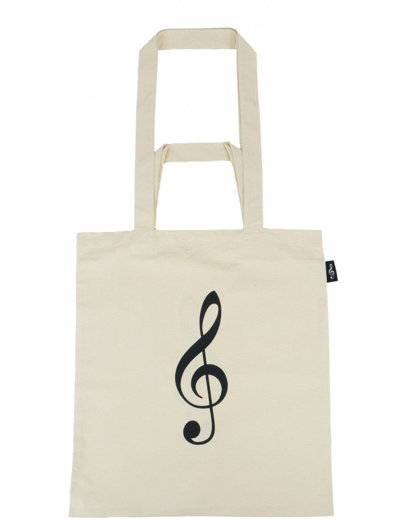 Canvas Tote or Music Bag Creme with Black Treble Clef