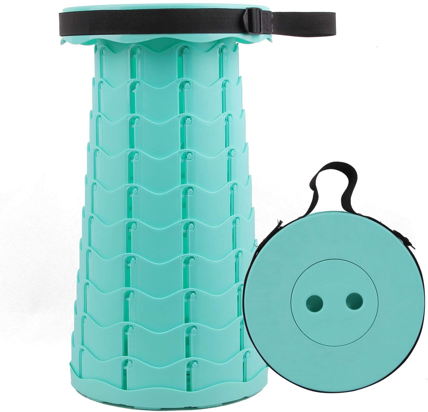 Cello Stool - Round Plastic Adjustable 6.5-44.5cm, Aqua