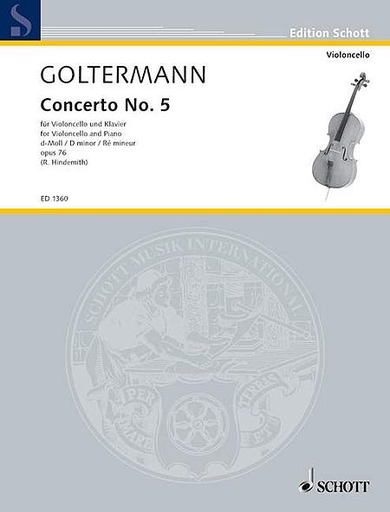 CONCERTO NO 5 OP. 76 IN D MINOR - CELLO/PIANO - GOLTERMANN - SCHOTT