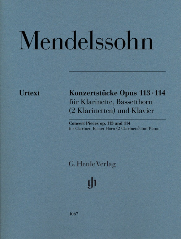 Mendelssohn - Concert Pieces Op113 & 114 - Clarinet/Basset Horn/Piano Accompaniment/Score/Parts Henle HN1067