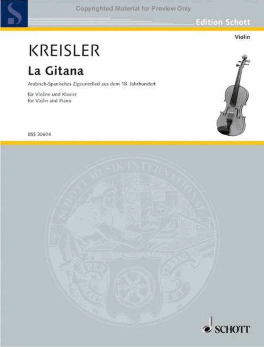 Kreisler - La Gitana - Violin/Piano Accompaniment - Schott BSS30604