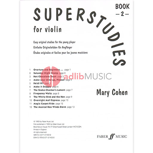 Superstudies Book 2 - Violin by Cohen Faber 0571514502