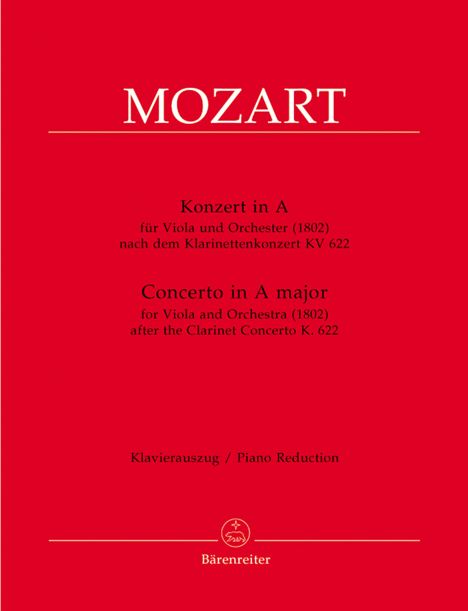 Mozart Concerto for Viola in A Major Viola/Piano