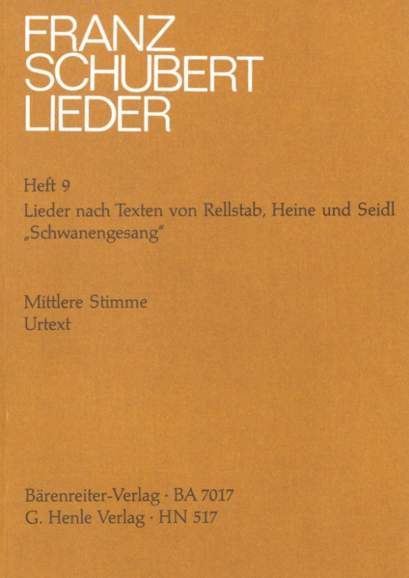 Schubert - Songs with Lyrics by Rellstab Heine - Medium Voice/Piano Accompaniment Henle HN517