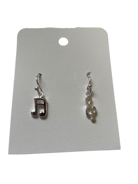 Drop Earrings Sterling Silver Treble Clef and Semiquavers