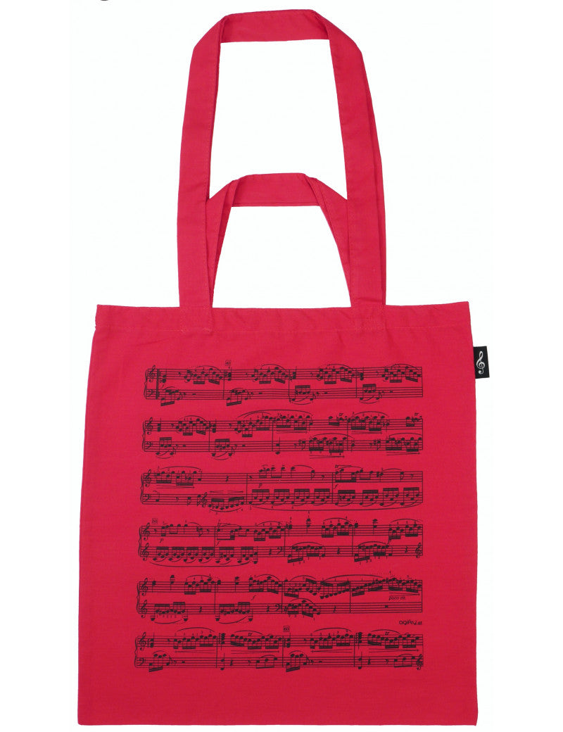 Tote or Music Bag Red with Black Manuscript