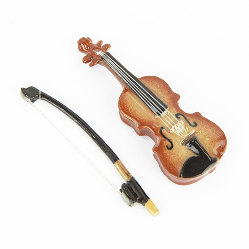 Miniature Porcelain Violin and Bow Large