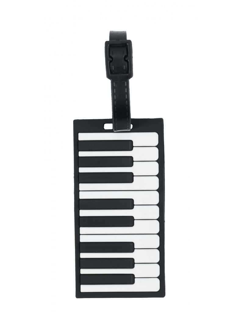 Luggage Tag Shape Black with a White Keyboard