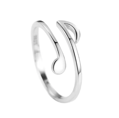 Silver Adjustable Ring with a Quaver Shape