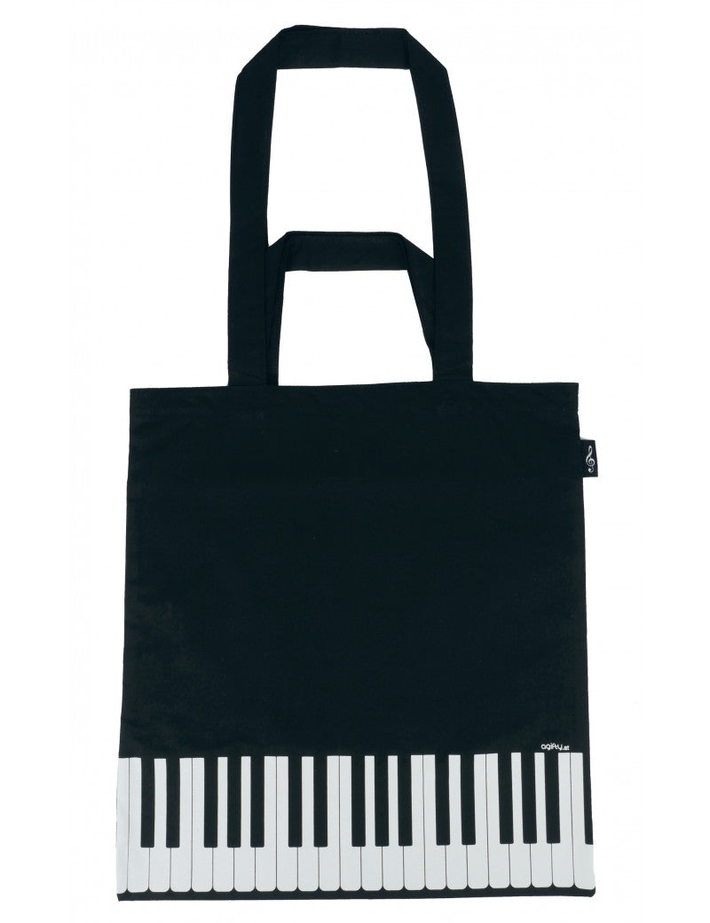 Canvas Tote or Music Bag Black with White Keyboard at the Base