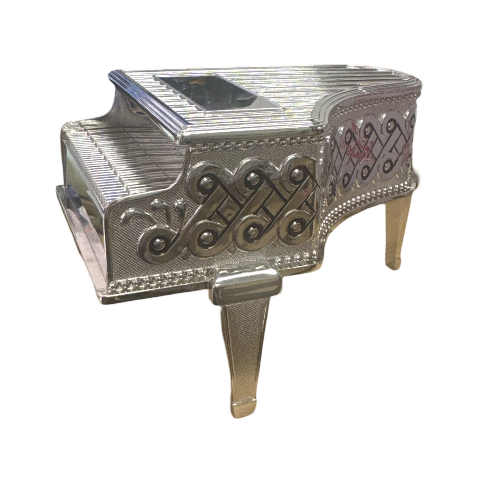 Musical Jewellery Box Grand Piano Silver