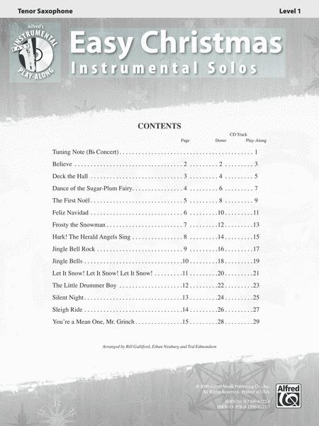 EASY CHRISTMAS SOLOS TENOR SAX BK/CD -